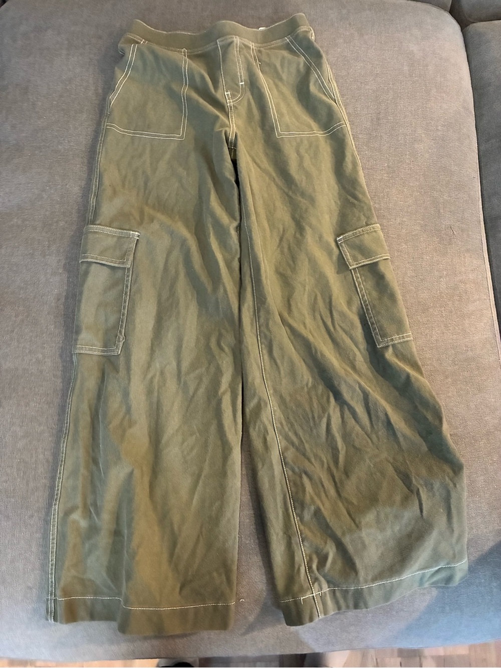 H&M Olive Cargo Wide-Leg Trousers